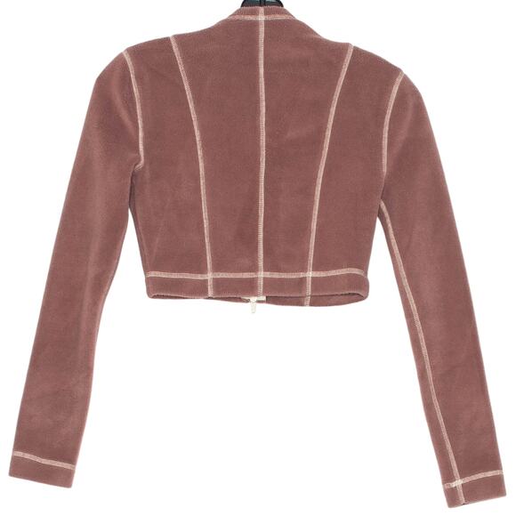 Out From Under Cropped Jacket Bethany Fleece Y2K Gorpcore Cottage Cozy Mauve XS - Picture 2 of 6